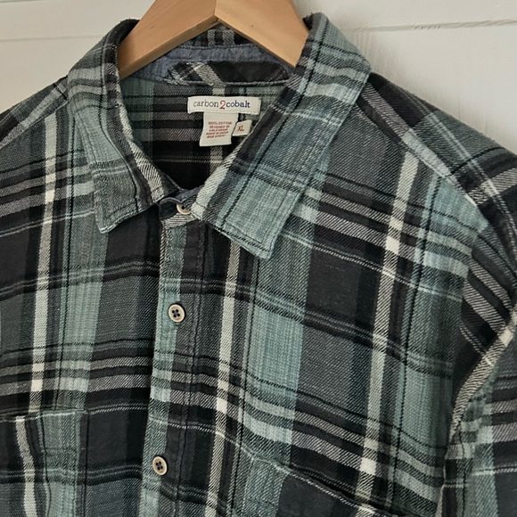 Carbon2Cobalt Mens Size XL Long Sleeve Plaid Button Down Flannel Shirt - Picture 8 of 12